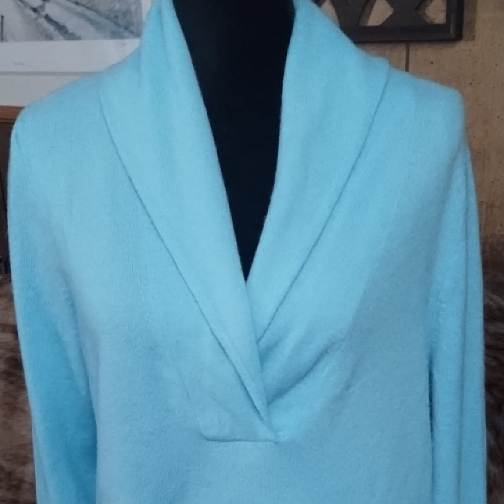 J. Crew Light Blue Cowl Neck Cashmere Sweater